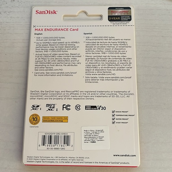 Sandisk Max Endurance Card, 128GB - Picture 2 of 3